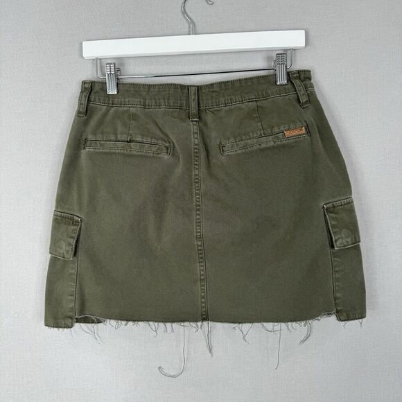 Joe's Jeans Womens Skirt 27 Army Green Cargo Utility Y2K 90s Raw Hem Streetwear - Picture 6 of 9